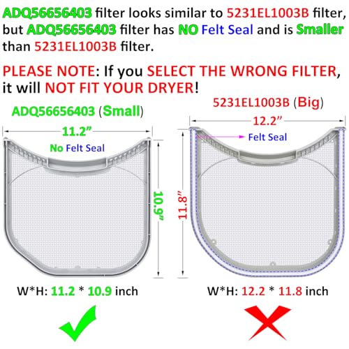 ADQ56656403 Lint Filter Replacement for LG Dryers and WashTowers