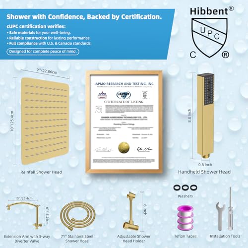All Metal CUPC Certified 10'' Rain Shower Head
