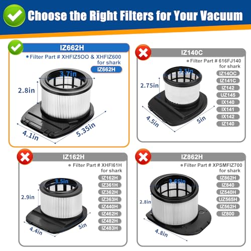 IZ662H Filter Replacement Kit Compatible with shark IZ662H (7 Count)