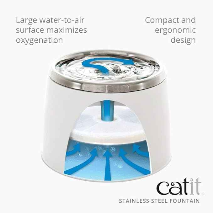 Catit Fresh & Clear Stainless Steel Cat Water Fountain, 50023