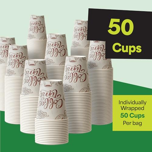 12 oz 50 Pack Disposable Coffee Paper Cups (50 Count)