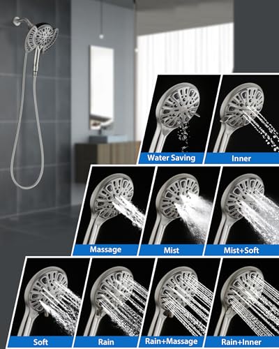 2 in 1 Shower Head with Handheld Combo High Pressure Nickel 1.8 GPM