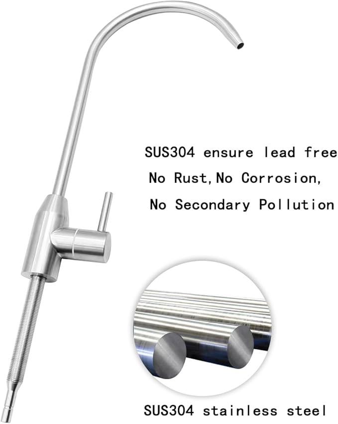 Stainless Steel Brushed Filter Faucet, Drinking Water Faucet, Kitchen Sink Faucet Lead-Free fit Kitchen bar Drinking Water Sparkling Chiller Purifier System