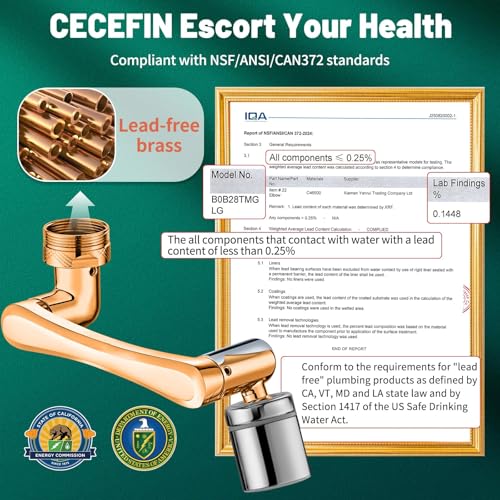 Patented CECEFIN Swivel Faucet Extender Sink Aerator NSF
