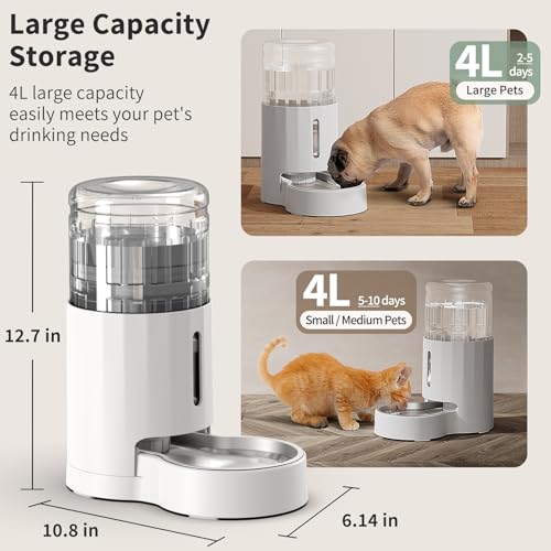 Cat Water Dispenser with Stainless Steel Bowl