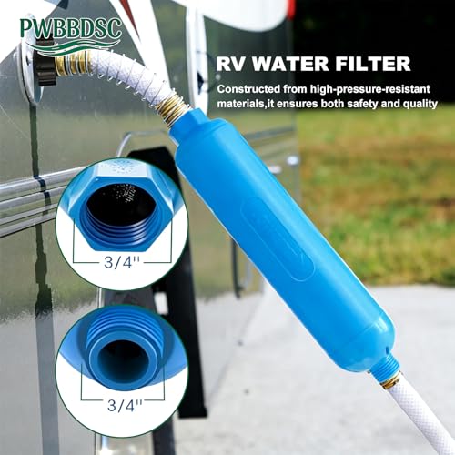 RV Inline Water Filter with Flexible Hose Protector