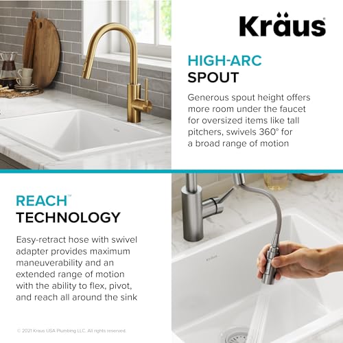 Spot Free Brushed Brass Pull Down Kitchen Faucet KPF