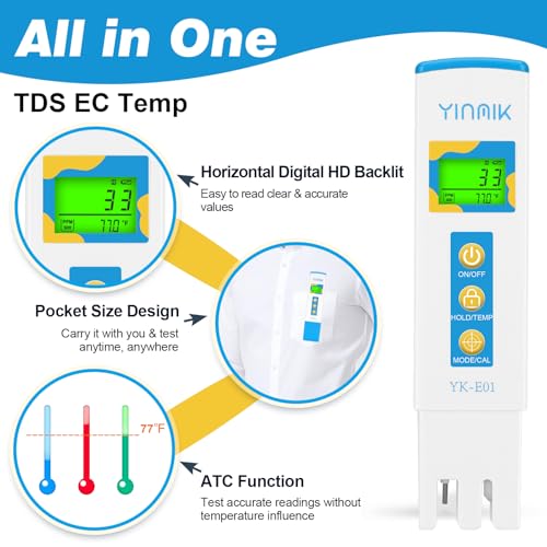 TDS EC Temp Meter Conductivity Tester for Hydroponic Water PPM Meter