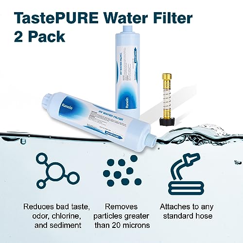 2 Pack RV Inline Water Filter with Hose Protector