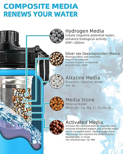 30oz Stainless Steel Portable Alkaline Filter Water Bottle