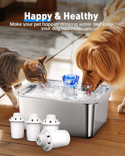 4 Pack) Dog Water Fountain Filters-Replacement Filters for Lesotc Dog Water Bowl Dispenser, High-Efficiency Activated Carbon Cartridges for Safer, Cleaner Pet Drinking (4 Count)
