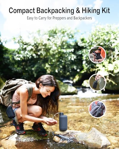 Portable Camping Water Purifier Dual 0.01 Micron Water Filtration System for Outdoor Backpacking