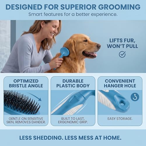 Round Bristle Pet Brush for Dogs and Cats