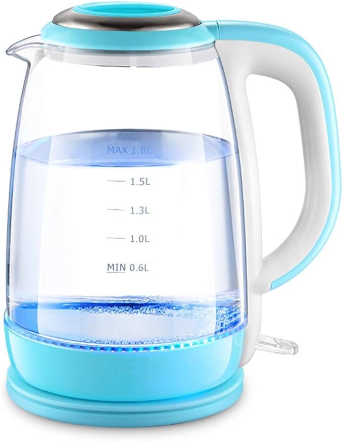 8L Glass Electric Kettle, 1500W Eco Water Kettle, Illuminated Led, Free Cordless Water Boiler with Stainless Steel Inner Lid Bottom