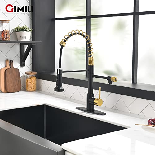 Black and Gold Drinking Water Faucet 3 in 1 Commercial Pull