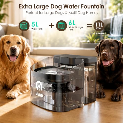 11L 372oz Large Dog Water Fountain