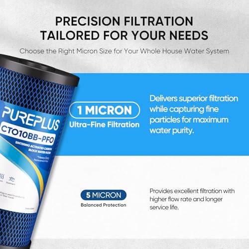 1 Micron 10" x 4.5" Whole House PFAS Removal Replacement Water Filter