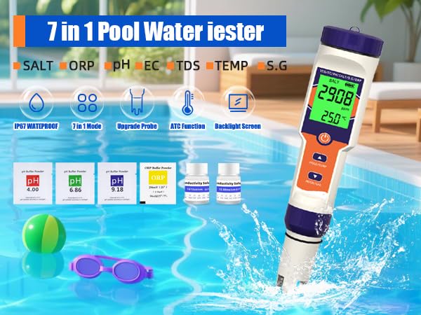 7-in-1 Digital Pool Salt Tester