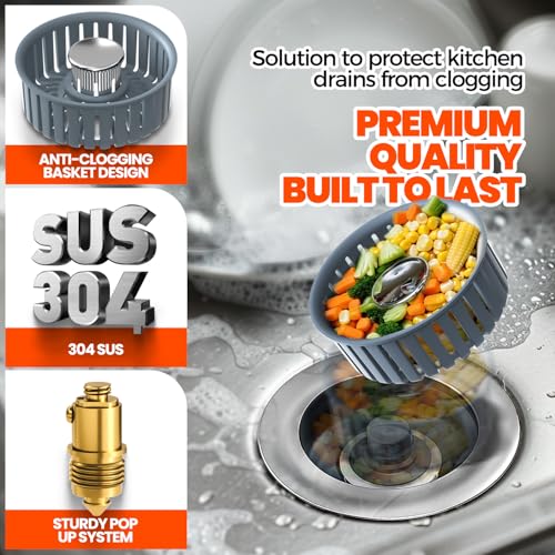 Kitchen Sink Drain Strainer & Sink Stopper (3 Count)