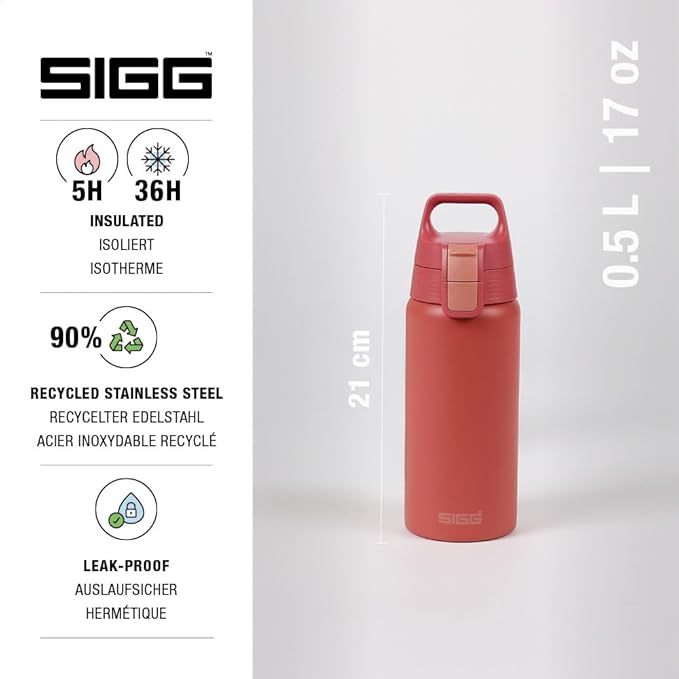 SIGG - Shield Therm- Stainless Steel Insulated Water Bottle - Carbonated Drinks, Leakproof, BPA Free, Recycled, 25, 34Oz