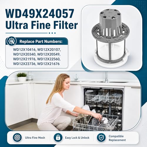 WD49X24057 Dishwasher Ultra Fine Filter Kit Compatible with GE Hotpoint