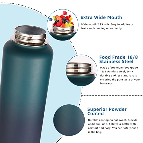 32 oz Insulated Water Bottle with Straw Lid and Spout Lid