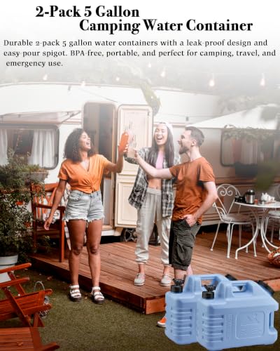 5 Gallon Camping Water Jug with Spigot (2 Count)