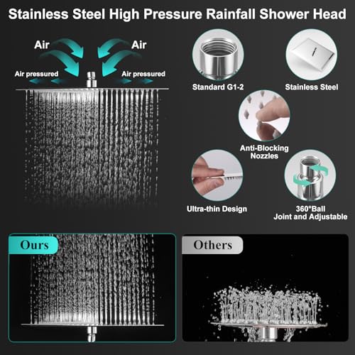 All Metal 10 Inch Rain Shower Head with Handheld Spray Combo