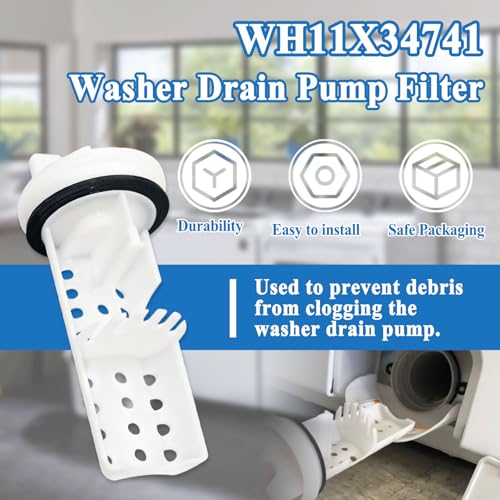 2Pcs WH11X34741 Washer Drain Pump Filter (2 Count)