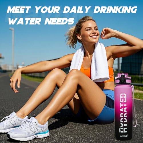 Water Bottle 32 oz Motivational Time Marker Tritan Bottle