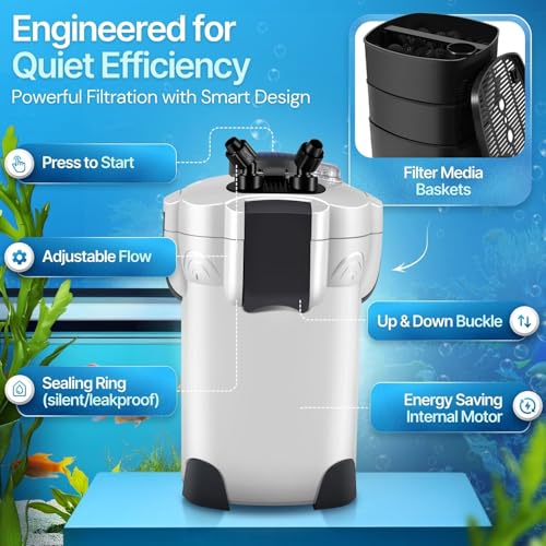 Aquarium Canister Filter with 265GPH Flow Rate
