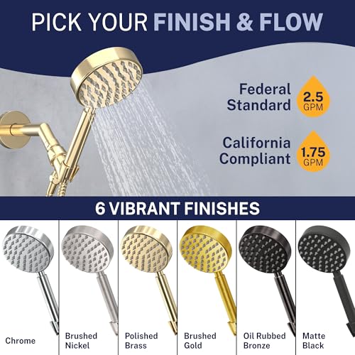Solid Metal Handheld Shower Head with Hose and Brass Holder