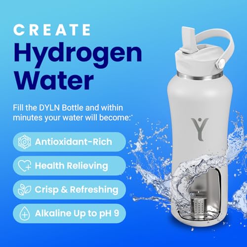 DYLN Hydrogen Water Bottle 32 oz Pearl Stainless Steel Alkaline Water