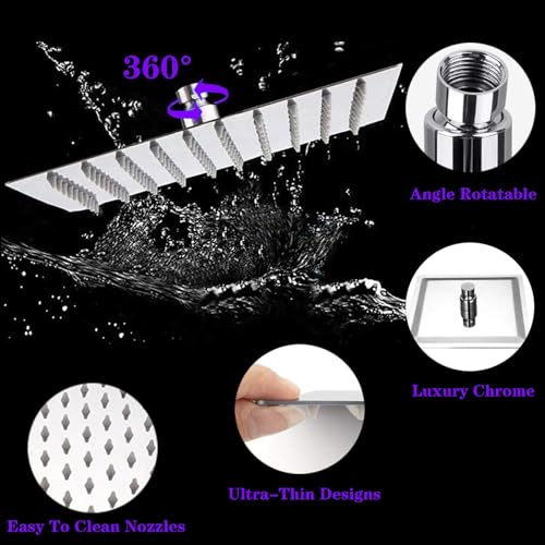 8"High Pressure Square Rain Shower Head and 2