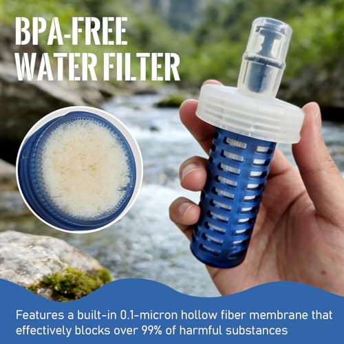 Collapsible Water Bottle with Filter for Travel Hiking Camping 1L