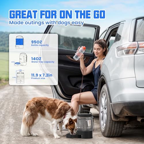 Dog Water Bottle Bowl Dispenser (95 Fl Oz)