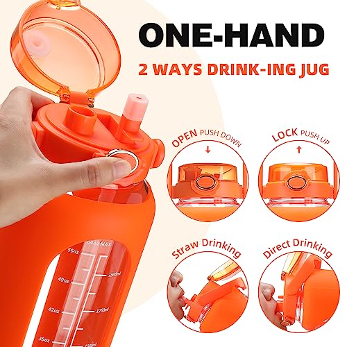 42 oz Glass Water Bottle with 2