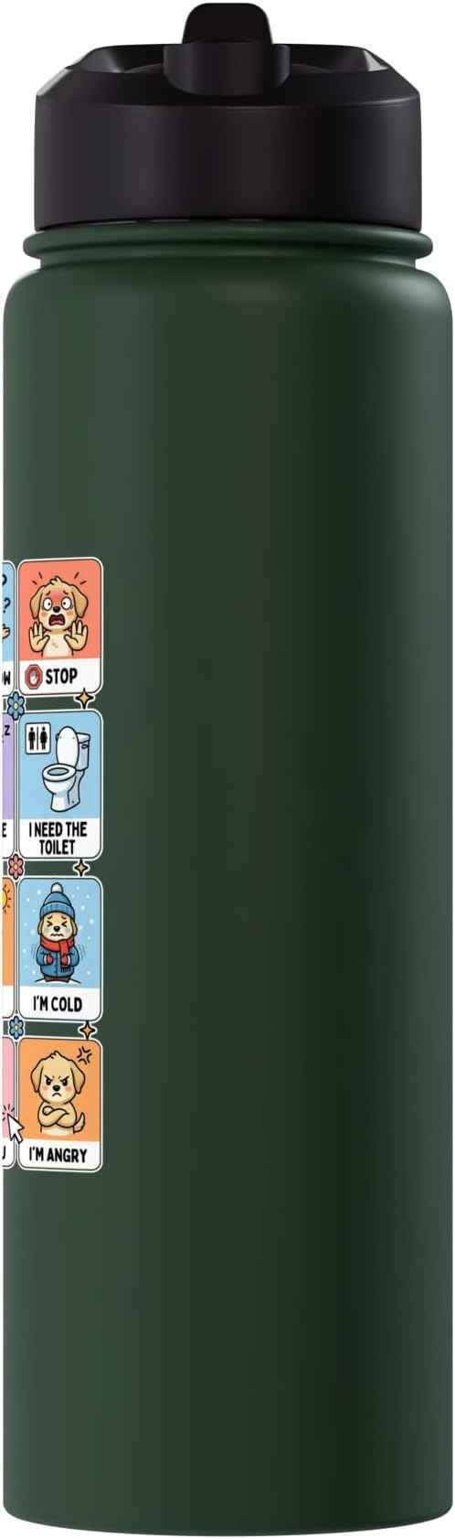 Autism ACC Communication Dog Lovers Kids Cute Autistic Stainless Steel Insulated Water Bottle