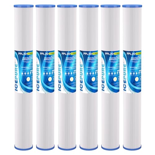 20 Micron 2.5" x 20" Whole House Pleated Sediment Water Filter Cartridge for Well Water (6 Count)
