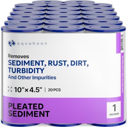 1 Micron Pleated Water Filter 10 x 4.5 for Whole House Sediment Water Filter Replacement Compatible with Well Filters FXHSC (20 Count)