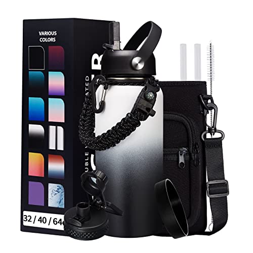 32OZ Water Bottle with Straw & Strap (9 Count)