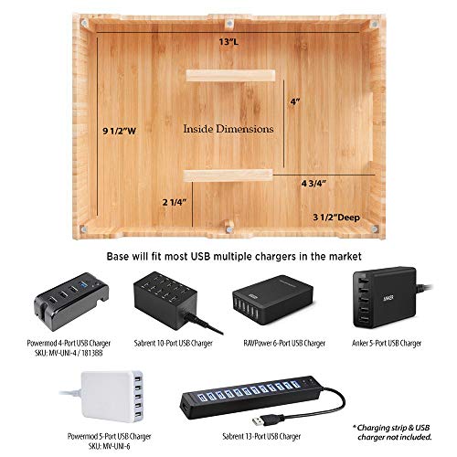 Bamboo 10 Port Charging Station & Compatible Adapter for Apple Watch Combo for use with Watch