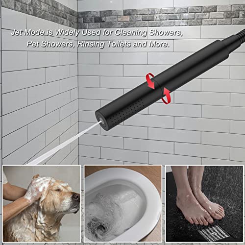 Black Shower Wand Brass Handheld Shower 7 Inch High Pressure Hand Held Shower Head High Flow Sprayer