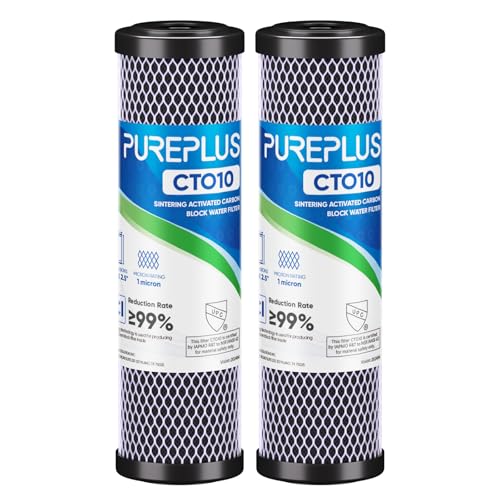 1 Micron 2.5" x 10" Whole House CTO Carbon Water Filter Cartridge Replacement for Under Sink Water Filter System (2 Count)