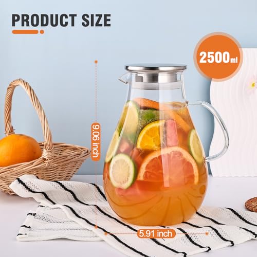 2500ml Glass Pitcher with Lid