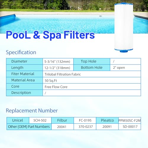 PPM50SC F2M Spa Filter Cartridge Replaces for 5CH