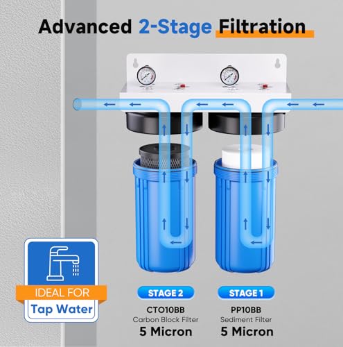 5 Micron 2 Stage Whole House Water Filter System for Municipal Water