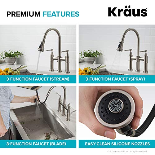 Allyn Transitional Bridge Kitchen Faucet with Pull