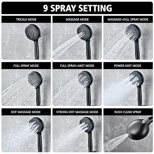 Hard Water Filter Showerhead 9 Spray Modes