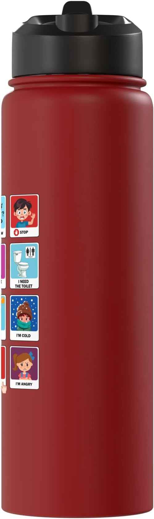 Autism Communication Cards Kids Emotions Speech Therapy AAC Stainless Steel Insulated Water Bottle